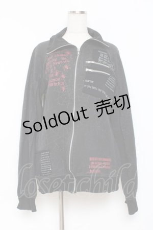 画像: h.ANARCHY / 英字プリントパーカー  黒 Y-25-11-26-096-HN-TO-SZ-ZS