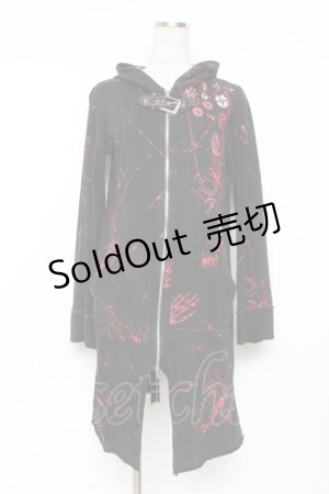 画像: h.ANARCHY / ベルト付きプリントパーカー  黒 Y-25-11-26-097-HN-TO-SZ-ZY