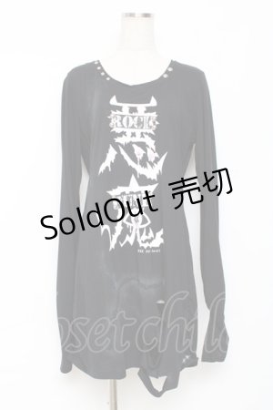 画像: SEX POT ReVeNGe / 悪魔プリントダメージ入りロングカットソー M 黒 Y-25-11-26-106-SP-TO-SZ-ZS