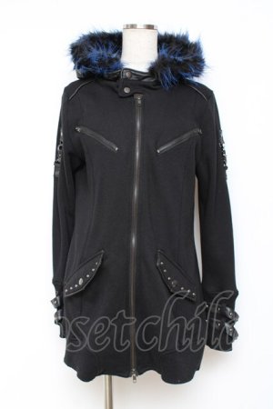 画像: SEX POT ReVeNGe / ファーフードパーカー M 黒×青 Y-25-11-26-113-SP-TO-SZ-ZY