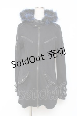 画像: SEX POT ReVeNGe / ファーフードパーカー M 黒×青 Y-25-11-26-113-SP-TO-SZ-ZS
