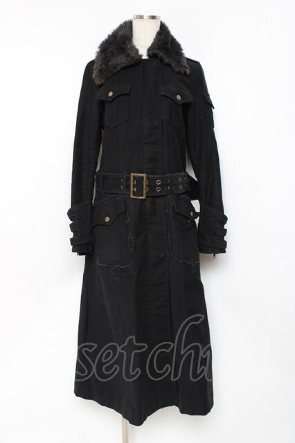 画像1: BPN / 襟ファーデザインロングコート  黒 Y-25-11-26-116-GO-CO-SZ-ZY (1)