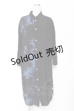 画像: ALGONQUINS / タイダイフロント空きワンピース F 黒×青 Y-25-11-26-124-AL-OP-SZ-ZY