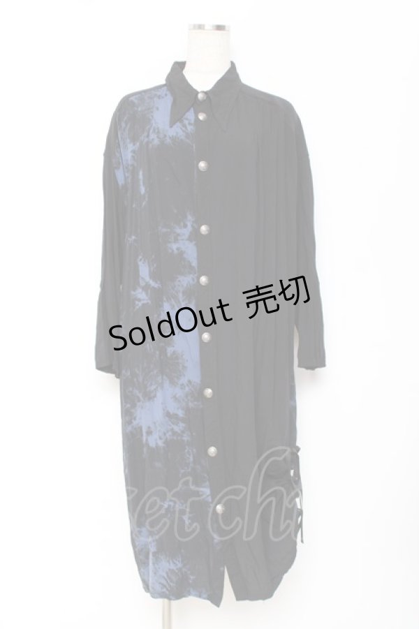 画像1: ALGONQUINS / タイダイフロント空きワンピース F 黒×青 Y-25-11-26-124-AL-OP-SZ-ZY (1)