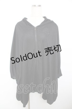 画像: ALGONQUINS / 刺繍変形ジップパーカー F 黒 Y-25-11-26-127-AL-TO-SZ-ZI