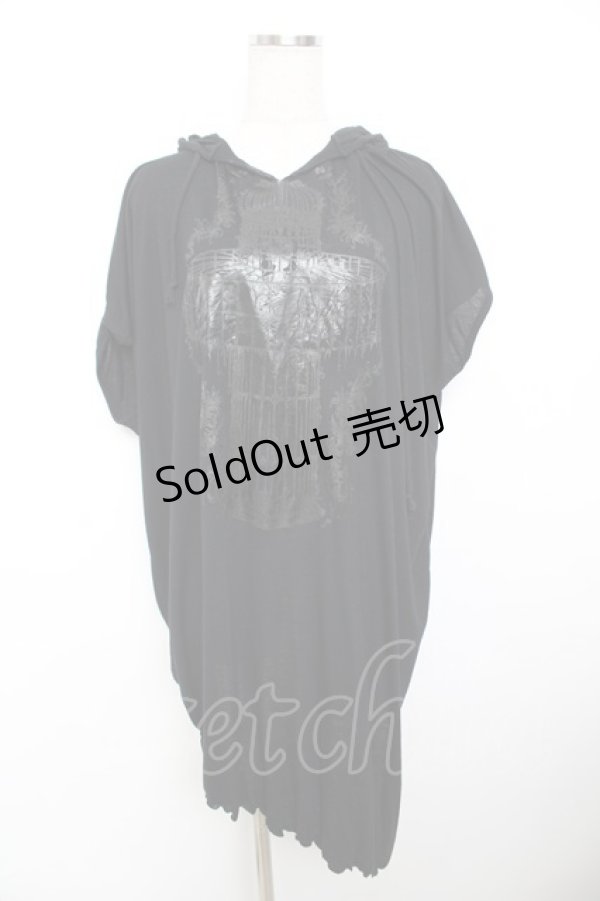 画像1: ALGONQUINS / プリント半袖ロングBIGカットソー F 黒 Y-25-11-26-128-AL-TO-SZ-ZY (1)