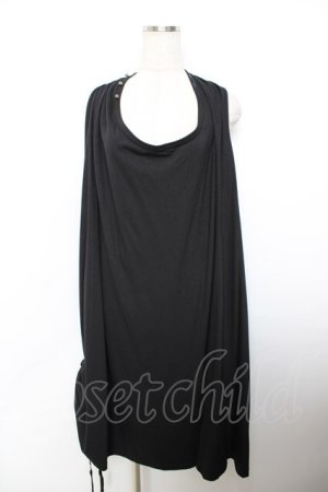 画像: ALGONQUINS / 裾ギャザーノースリーブBIGワンピース F 黒 Y-25-11-26-129-AL-OP-SZ-ZY