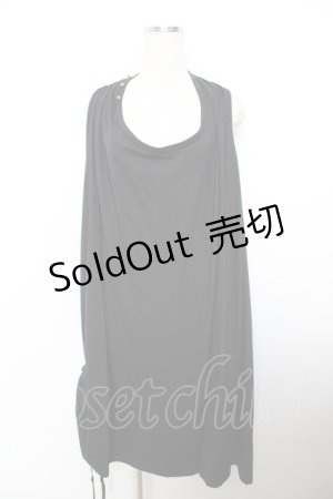 画像: ALGONQUINS / 裾ギャザーノースリーブBIGワンピース F 黒 Y-25-11-26-129-AL-OP-SZ-ZY