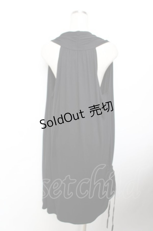 画像2: ALGONQUINS / 裾ギャザーノースリーブBIGワンピース F 黒 Y-25-11-26-129-AL-OP-SZ-ZY (2)