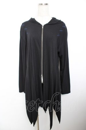 画像: ALGONQUINS / 十字刺繍変形ロングパーカー F 黒 Y-25-11-26-130-AL-TO-SZ-ZY