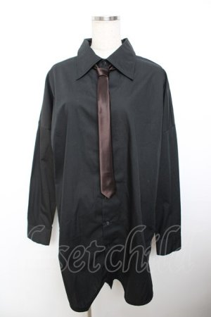 画像: Deorart / ネクタイ付き燕尾ロングシャツ L 黒 Y-25-11-26-135-PU-BL-SZ-ZY