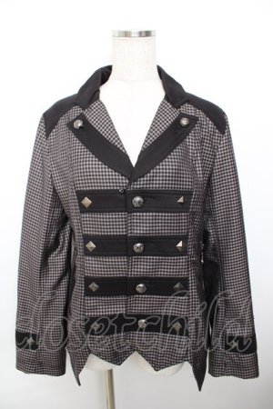 画像: ALGONQUINS / ブロックチェック柄ジャケット F 黒 Y-25-11-26-136-AL-JA-SZ-ZI