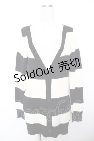 画像: PEACE NOW / ボーダーカーディガン M 黒×白 Y-25-11-26-137-PU-TO-SZ-ZY