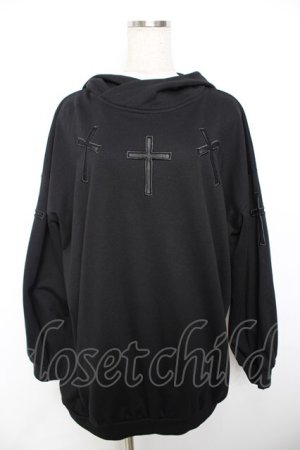 画像: ALGONQUINS / クロス穴空きパーカー F 黒 Y-25-11-26-139-AL-TO-SZ-ZY