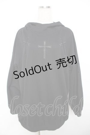 画像: ALGONQUINS / クロス穴空きパーカー F 黒 Y-25-11-26-139-AL-TO-SZ-ZY