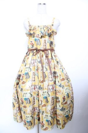 画像: Perla nell' ostrica / ヴィンテージキャットキャミワンピース  イエロー Y-25-11-26-140-EL-OP-SZ-ZY