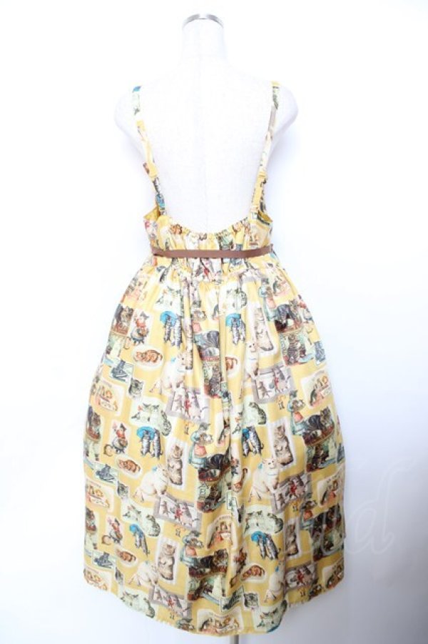画像2: Perla nell' ostrica / ヴィンテージキャットキャミワンピース  イエロー Y-25-11-26-140-EL-OP-SZ-ZY (2)