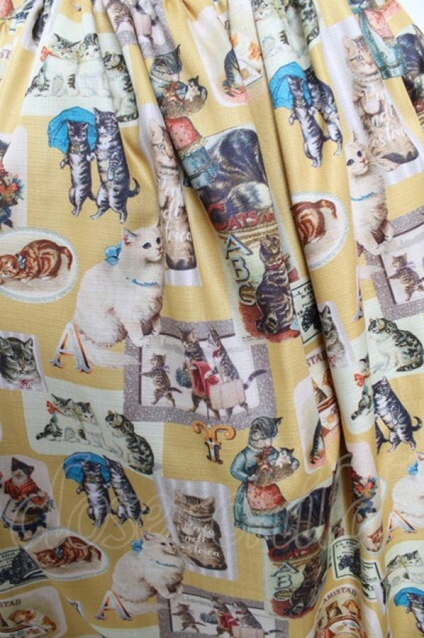 画像3: Perla nell' ostrica / ヴィンテージキャットキャミワンピース  イエロー Y-25-11-26-140-EL-OP-SZ-ZY (3)