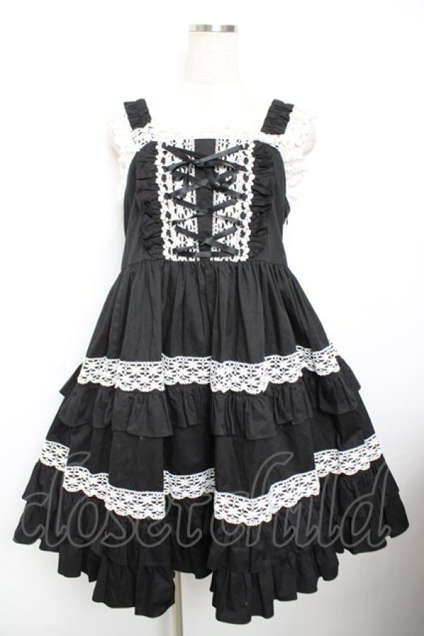 MAM MAXICIMAM / リリックローズラシーヌジャンパースカート 黒 Y-25