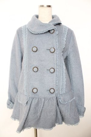 画像: axes femme / ペプラムハーフコート M サックス Y-25-11-26-146-AX-CO-SZ-ZY