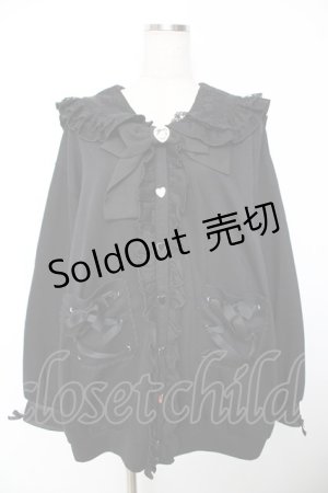 画像: DearMyLove / ハートレースリボンセーラー裏毛チュニックブルゾン  黒 Y-25-11-26-151-EL-TO-SZ-ZY