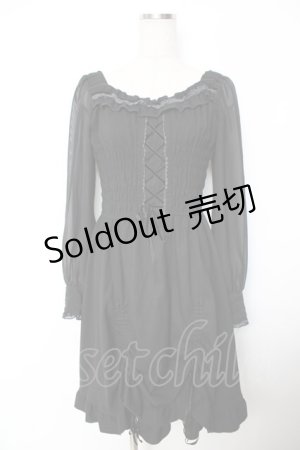 画像: axes femme / 編み上げオフショルワンピース  黒 Y-25-11-26-153-AX-OP-SZ-ZY