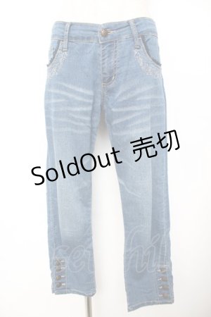 画像: axes femme / 刺繍入りストレッチデニムパンツ L ウォッシュ Y-25-11-26-160-AX-PA-SZ-ZI