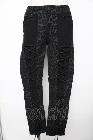 画像: SEX POT ReVeNGe / ヒョウ柄レースアップパンツ M 黒 Y-25-11-26-173-SP-PA-SZ-ZY