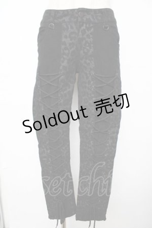 画像: SEX POT ReVeNGe / ヒョウ柄レースアップパンツ M 黒 Y-25-11-26-173-SP-PA-SZ-ZY