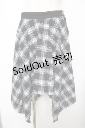 画像: SEX POT ReVeNGe / チェク柄ランダムヘムスカート M 黒 Y-25-11-26-179-SP-SK-SZ-ZY