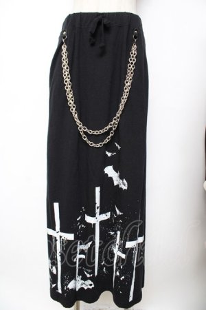 画像: SEX POT ReVeNGe / チェーン付きクロスptロングスカート  黒 Y-25-11-26-180-SP-SK-SZ-ZY