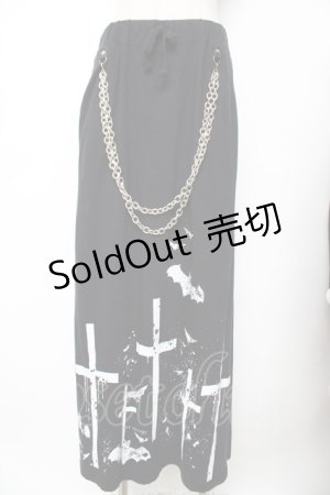 画像: SEX POT ReVeNGe / チェーン付きクロスptロングスカート  黒 Y-25-11-26-180-SP-SK-SZ-ZY