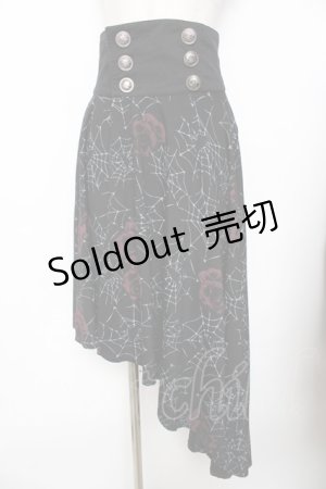 画像: SEX POT ReVeNGe / バラ柄アシメスカート M 黒 Y-25-11-26-181-SP-SK-SZ-ZI