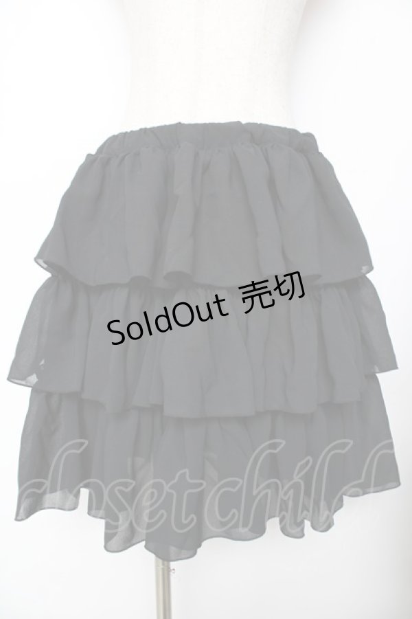 画像1: ATELIER PIERROT / シフォンティアードフリルスカート  黒 Y-25-11-26-184-EL-SK-SZ-ZY (1)