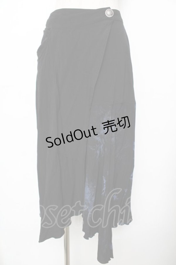 画像1: ALGONQUINS / タイダイ切り替えラップスカート F 黒×青 Y-25-11-26-189-AL-SK-SZ-ZY (1)