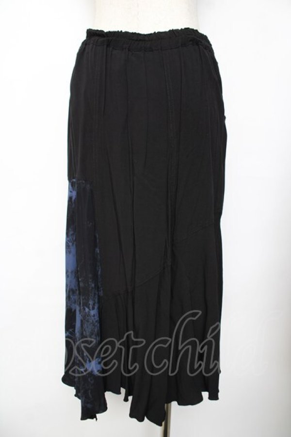 画像2: ALGONQUINS / タイダイ切り替えラップスカート F 黒×青 Y-25-11-26-189-AL-SK-SZ-ZY (2)