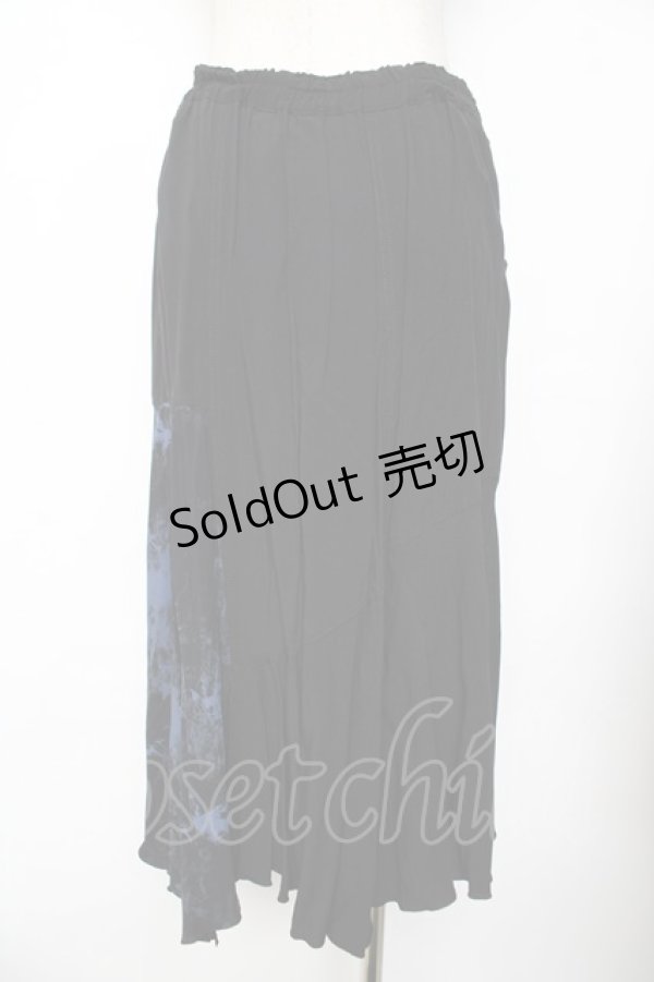 画像2: ALGONQUINS / タイダイ切り替えラップスカート F 黒×青 Y-25-11-26-189-AL-SK-SZ-ZY (2)