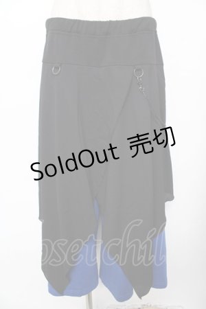 画像: ALGONQUINS / レイヤードパンツ F 黒×青 Y-25-11-26-195-AL-PA-SZ-ZY