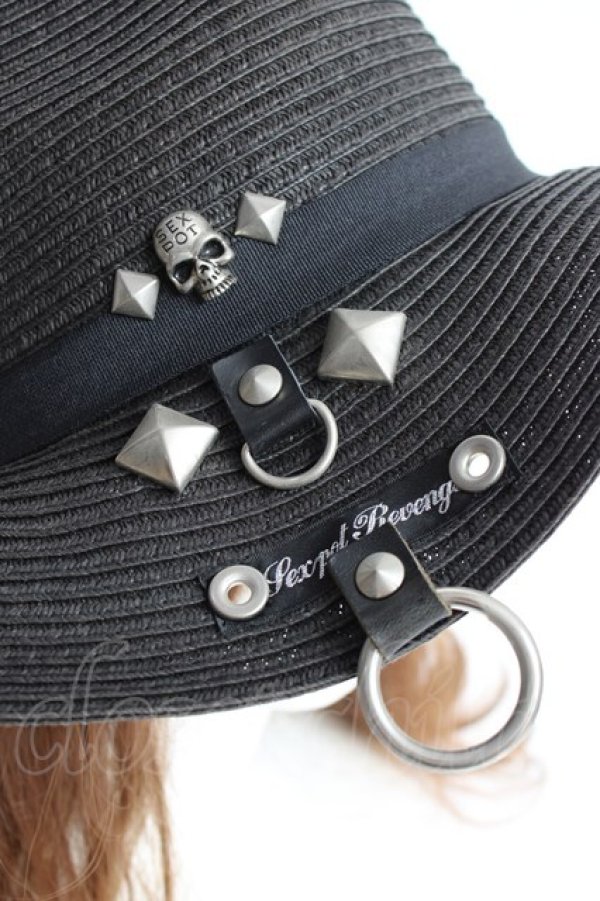 画像5: SEX POT ReVeNGe / スカルスタッズストローハット  黒 Y-25-11-26-023-SP-ZA-SZ-ZY (5)