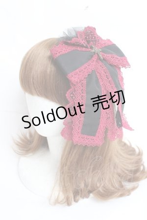 画像: Moi-meme-Moitie / M+CROIXリボンレースカチューシャ  ブラック×レッド Y-25-11-26-024-MO-AC-SZ-ZY