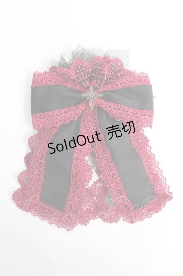 画像6: Moi-meme-Moitie / M+CROIXリボンレースカチューシャ  ブラック×レッド Y-25-11-26-024-MO-AC-SZ-ZY (6)