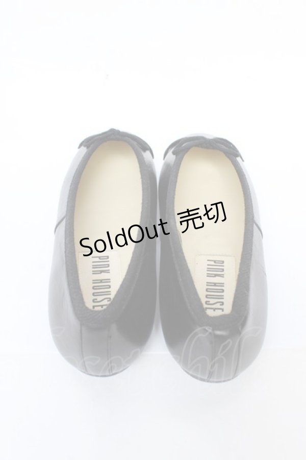 画像3: PINK HOUSE / リボン付きフラットパンプス M 黒 Y-25-11-30-044-LO-SH-SZ-ZY (3)