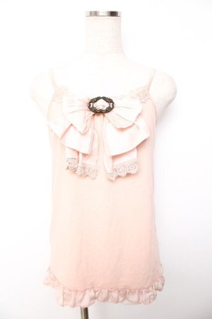 画像: axes femme / サテンbigリボンキャミソール M 淡ピンク Y-25-11-30-048-AX-TO-SZ-ZY