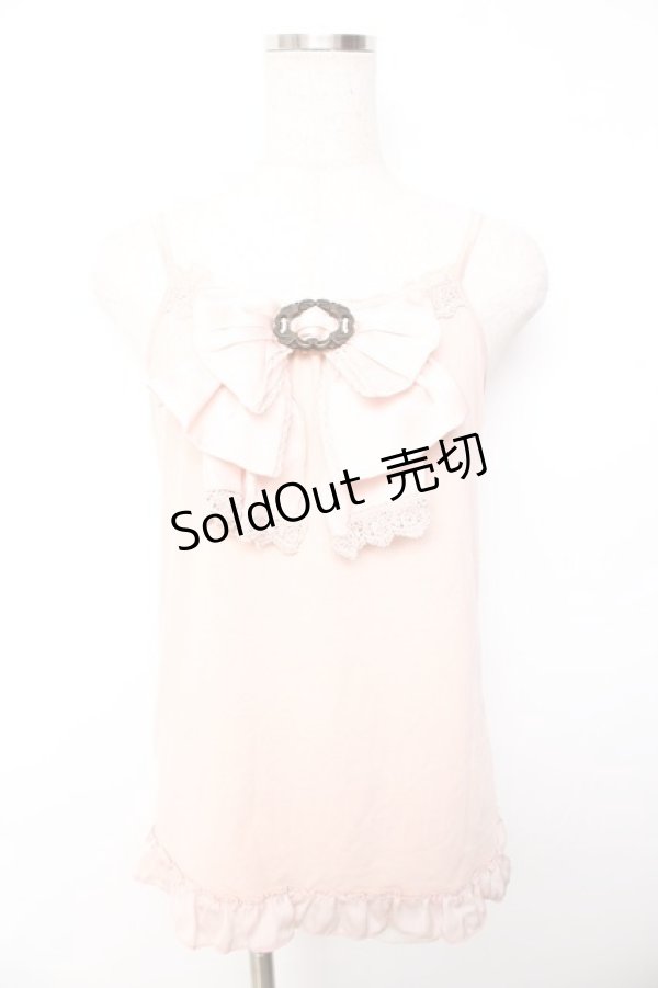 画像1: axes femme / サテンbigリボンキャミソール M 淡ピンク Y-25-11-30-048-AX-TO-SZ-ZY (1)