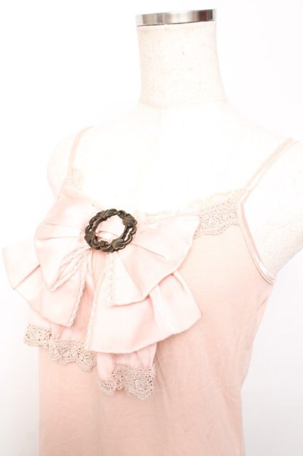 画像3: axes femme / サテンbigリボンキャミソール M 淡ピンク Y-25-11-30-048-AX-TO-SZ-ZY (3)