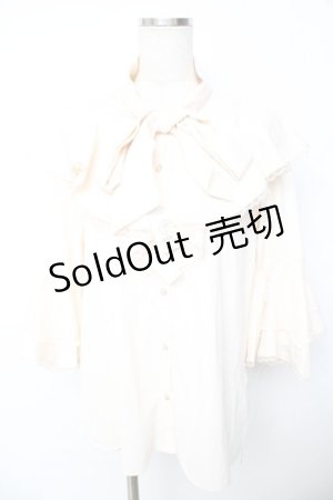 画像: axes femme / タイ付姫袖風フリルブラウス F クリーム Y-25-11-30-051-AX-BL-SZ-ZY