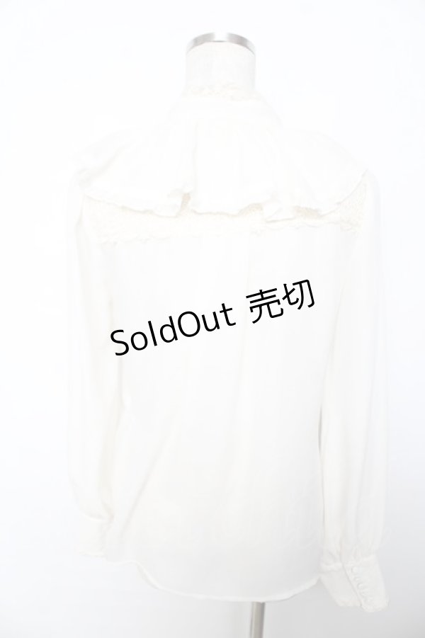 画像2: axes femme Kawaii / レースボータイフリルブラウス M 生成り Y-25-11-30-052-AX-BL-SZ-ZS (2)