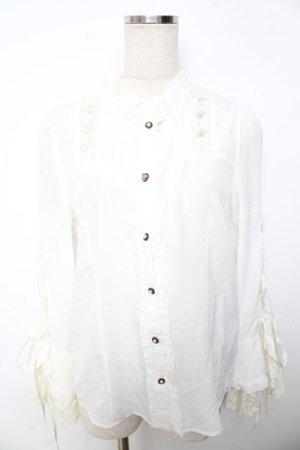 画像: axes femme kawaii / リボンブローチ付姫袖ブラウス M 白 Y-25-11-30-053-AX-BL-SZ-ZY