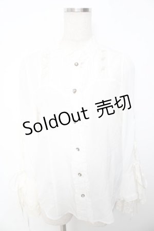 画像: axes femme Kawaii / リボンブローチ付姫袖ブラウス M 白 Y-25-11-30-053-AX-BL-SZ-ZY