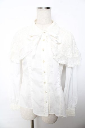 画像: axes femme kawaii / レースケープブラウス M 白 Y-25-11-30-054-AX-BL-SZ-ZY